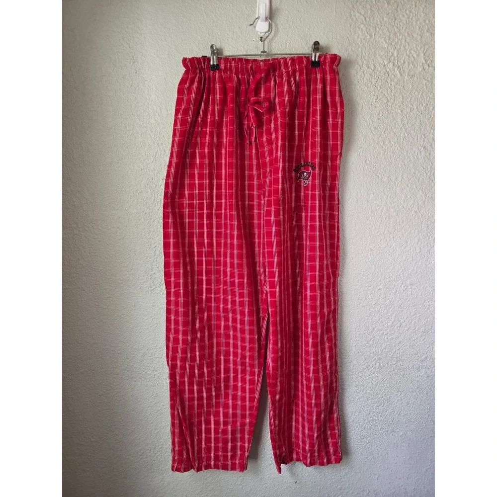 NFL Plaid Pajama‎ Pants Men's Large Red White Sleep Lounge Bottoms